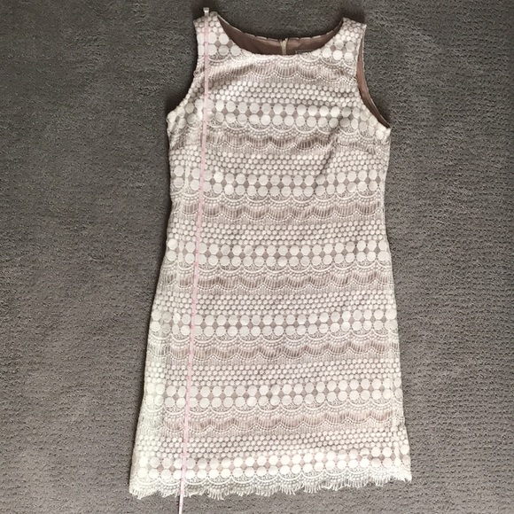 Jessica Howard, size 12, White & Tan lace dress - Picture 5 of 6